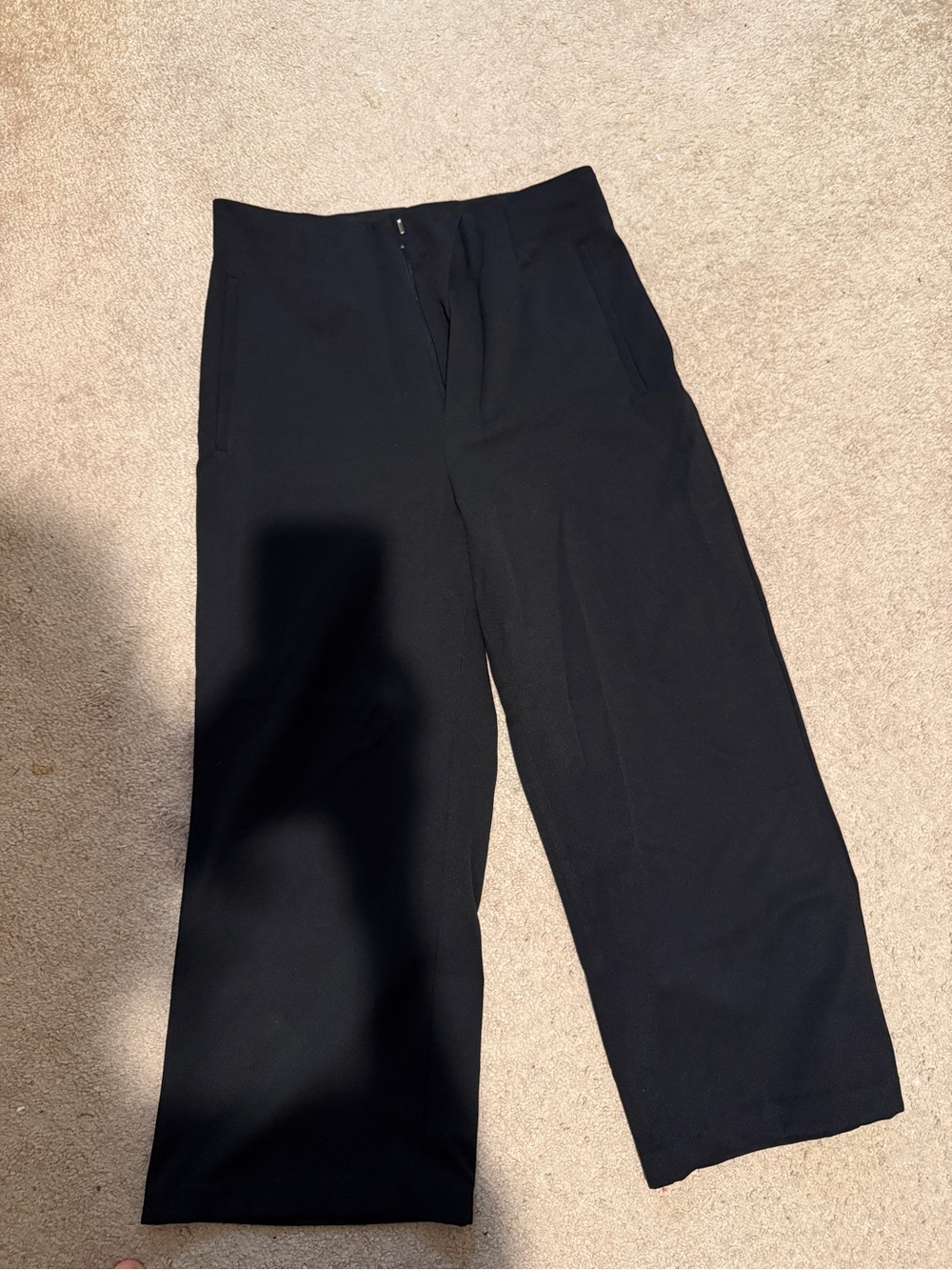 Zara Black Wide-Leg Culotte Cropped Tailored Pants